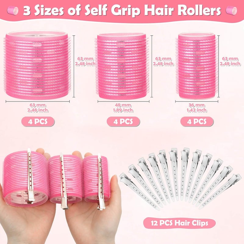 Tetutor Thermal Jumbo Rollers Hair Curlers Set with Clips - 24 Large Self-Grip Rollers for Volume and Curls on Long, Medium, Short Hair (63mm, 48mm, 36mm) - Image 4